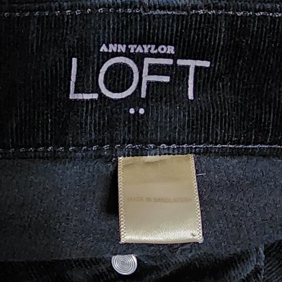 Ann Taylor Loft Pants Womens Size 8 Solid All Black Corduroy Curvy Skinny - Picture 3 of 6